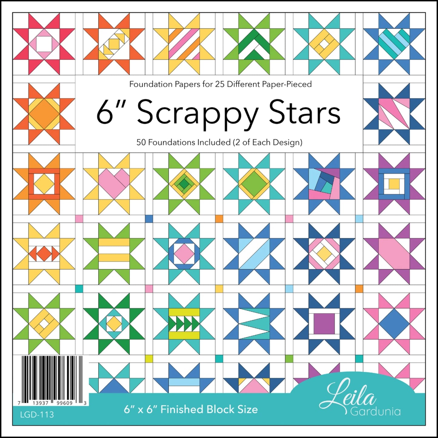 Scrappy Stars 6" Foundation Paper Piecing Pad - Leila Gardunia