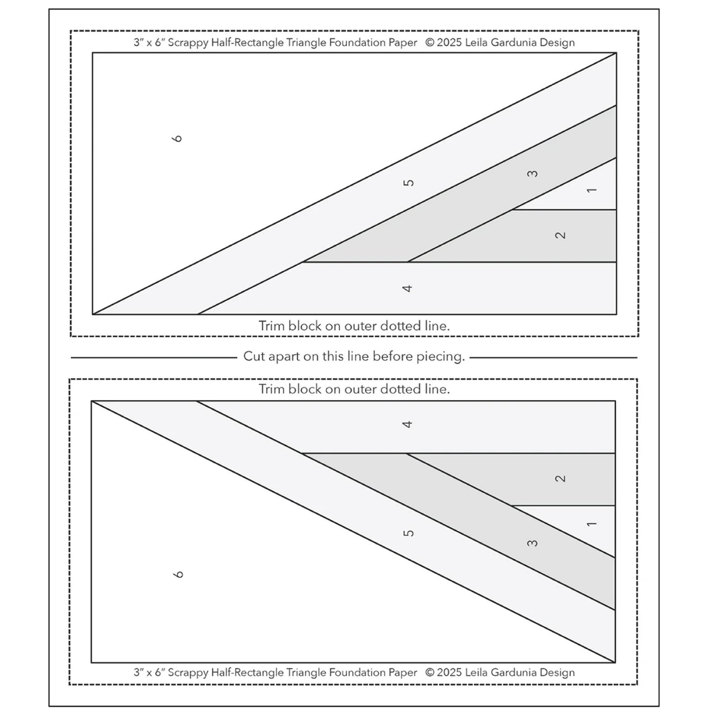 Scrappy Half Rectangle Triangles Foundation Piecing Pad - Leila Gardunia