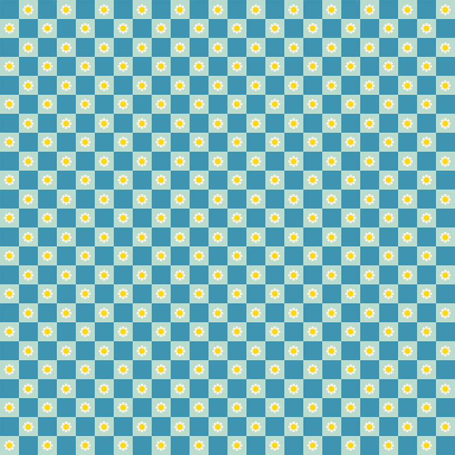 Animal Animal - Flower Check - Vintage Blue