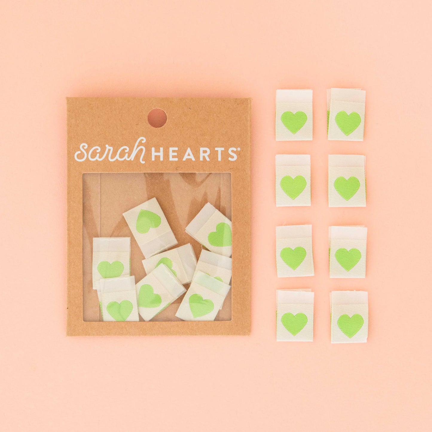Green Heart Woven Labels