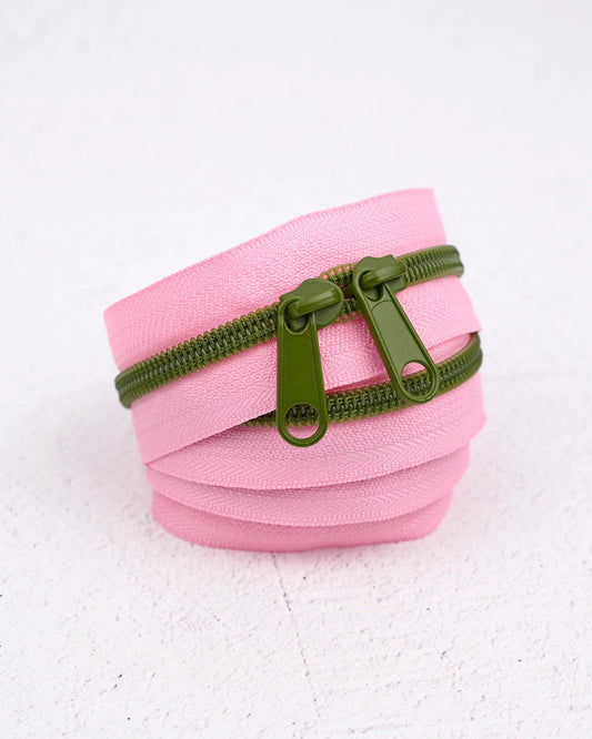 Renaissance Ribbons Zipper - Olive Blossom - 4 yards