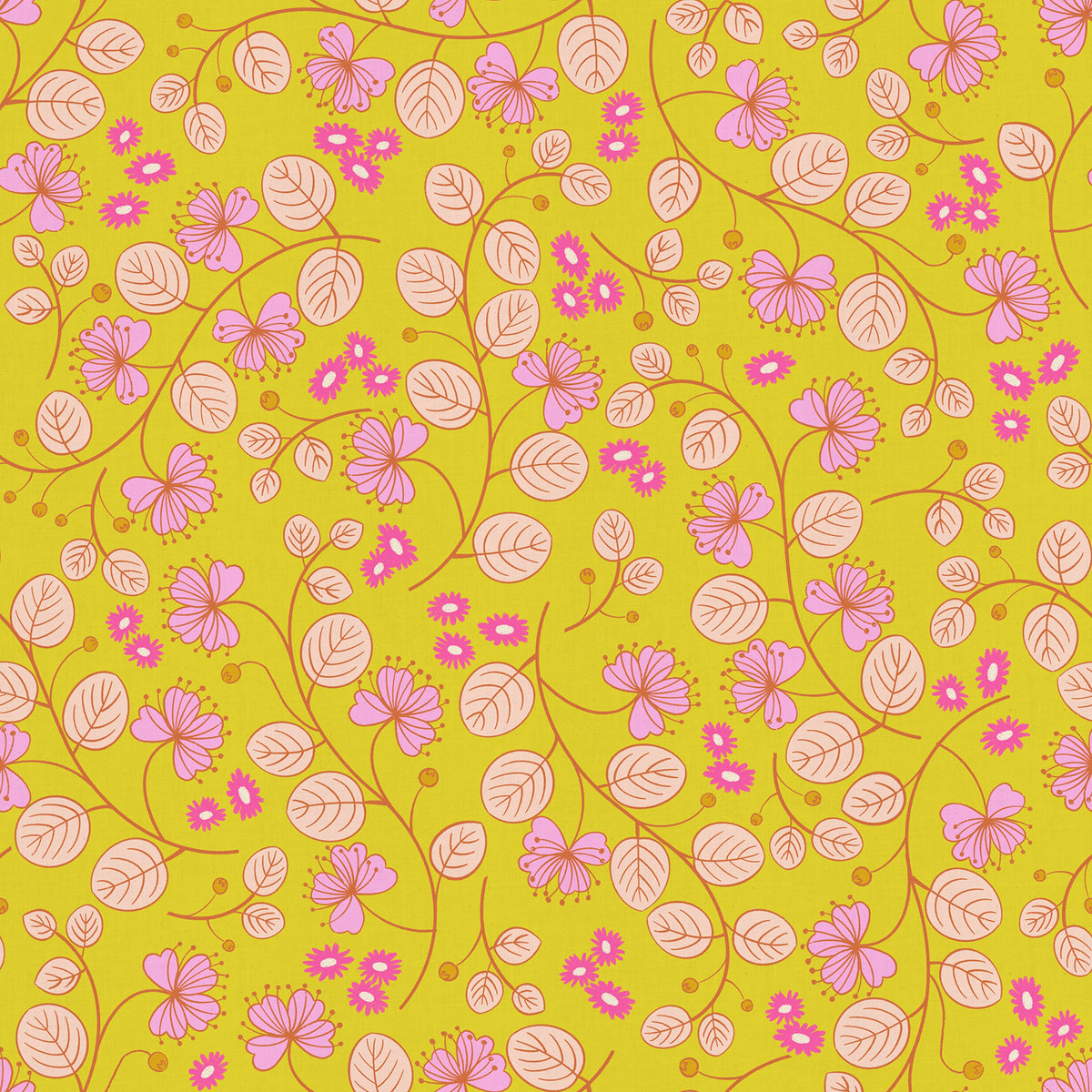 LoFi Linens - Caper Floral - Citron  **PRE-ORDER**