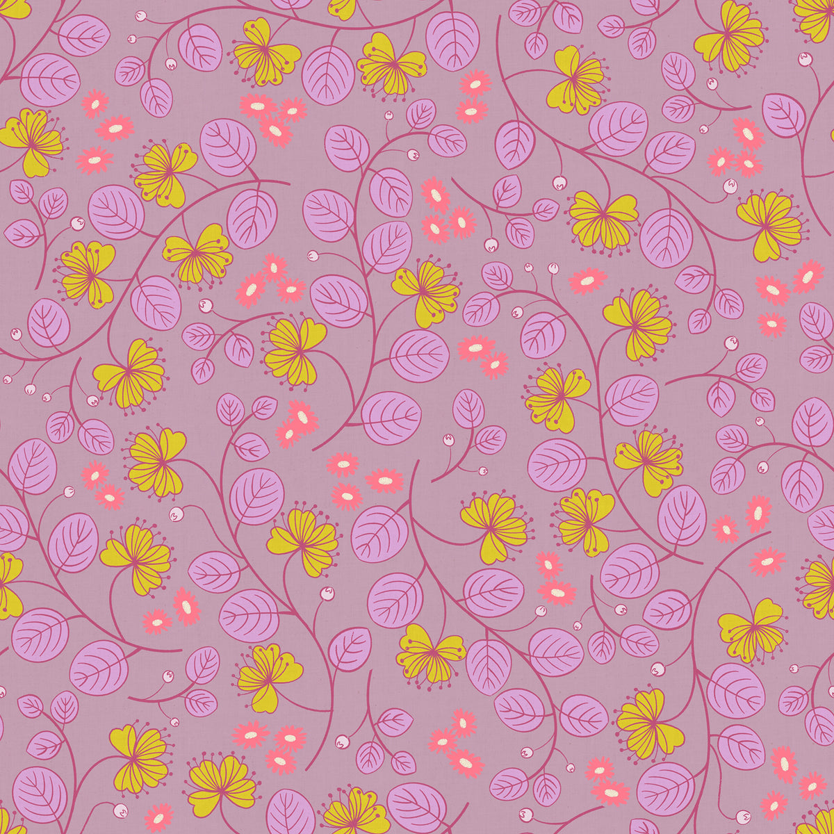 LoFi Linens - Caper Floral - Pale Lilac  **PRE-ORDER**