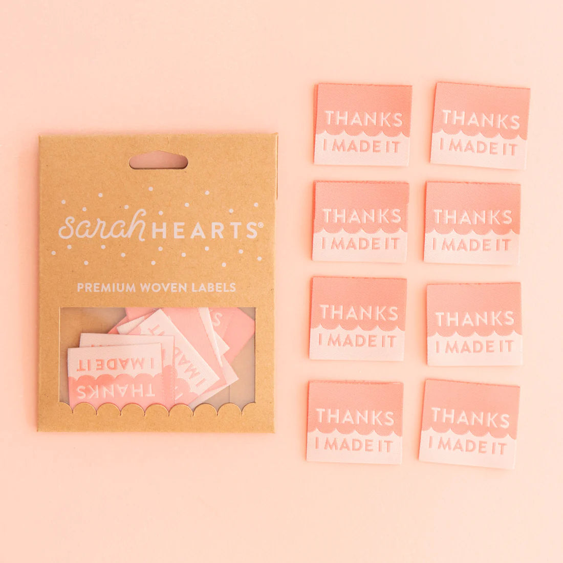 Thanks I Made It Coral Woven Labels